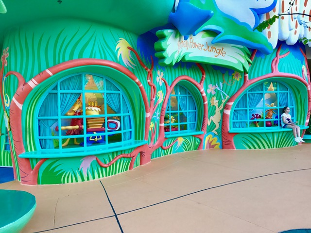 this part of the "Seuss Landing" at Universal's Islands of Adventure shows a flower jungle