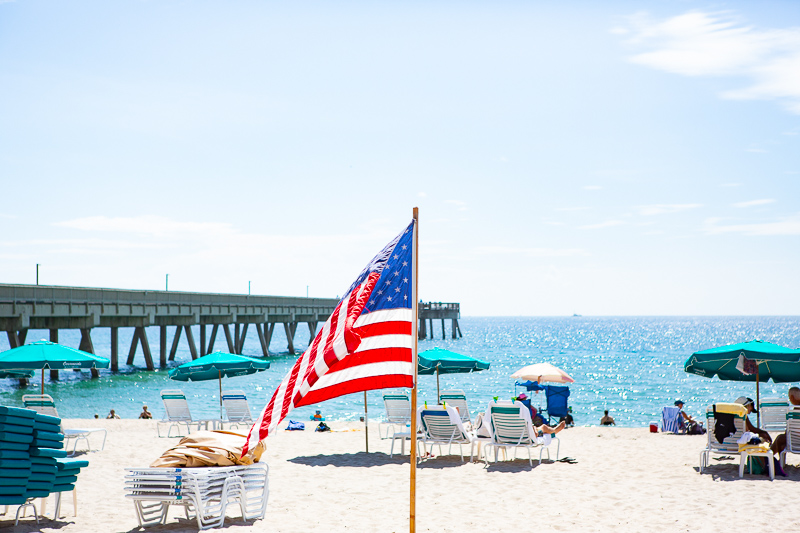 American flag on Deerfield Beach