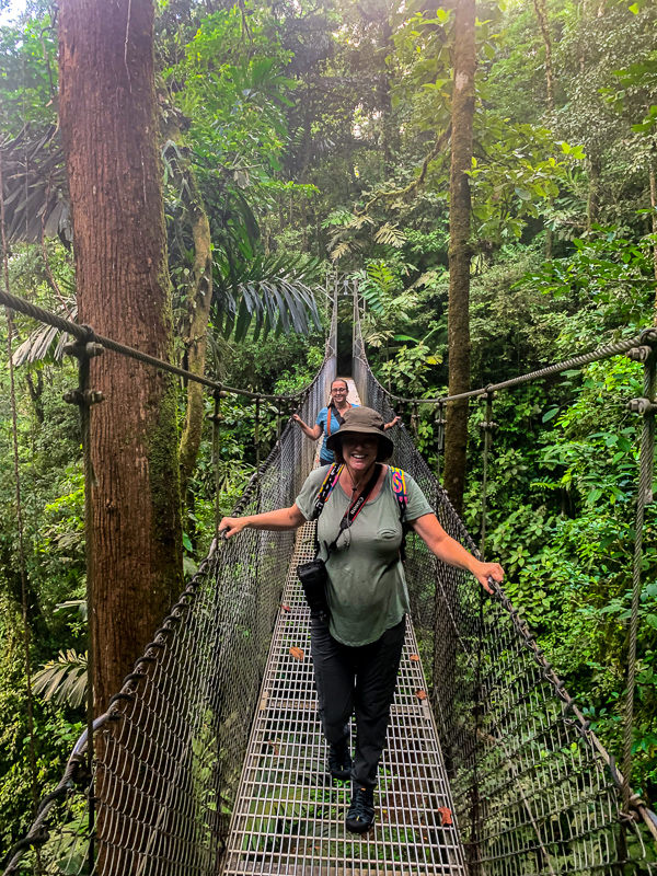 Girl on hanging bridge in Costa Rica