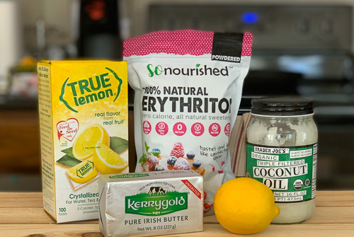 Ingredients for the keto lemon cheesecake fast bomb recipe