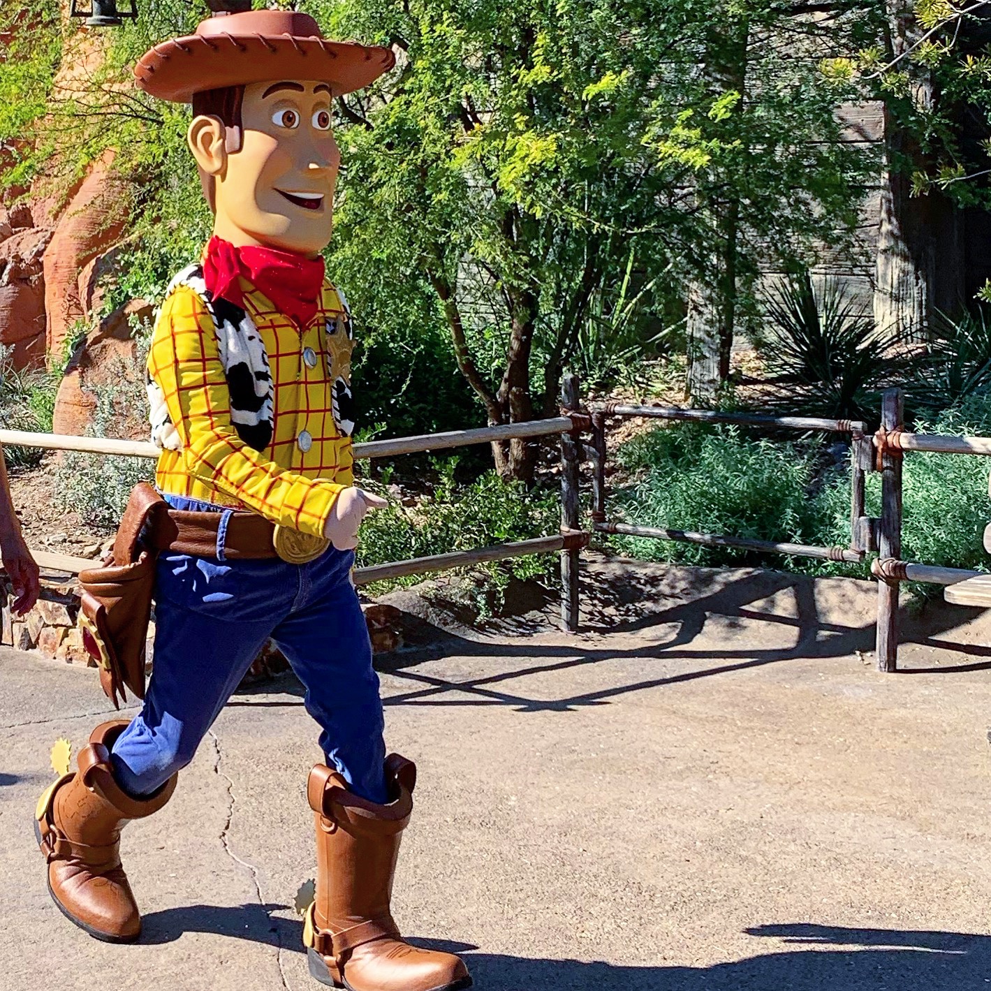 Woody walking on the streets of Disneyland Anaheim California
