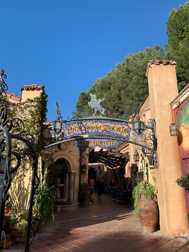Disneyland castle and pillars in California.