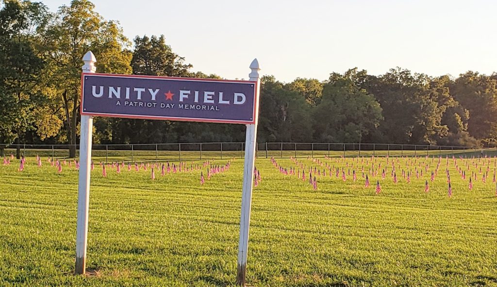 Unity Field Sign for patriot day memorial