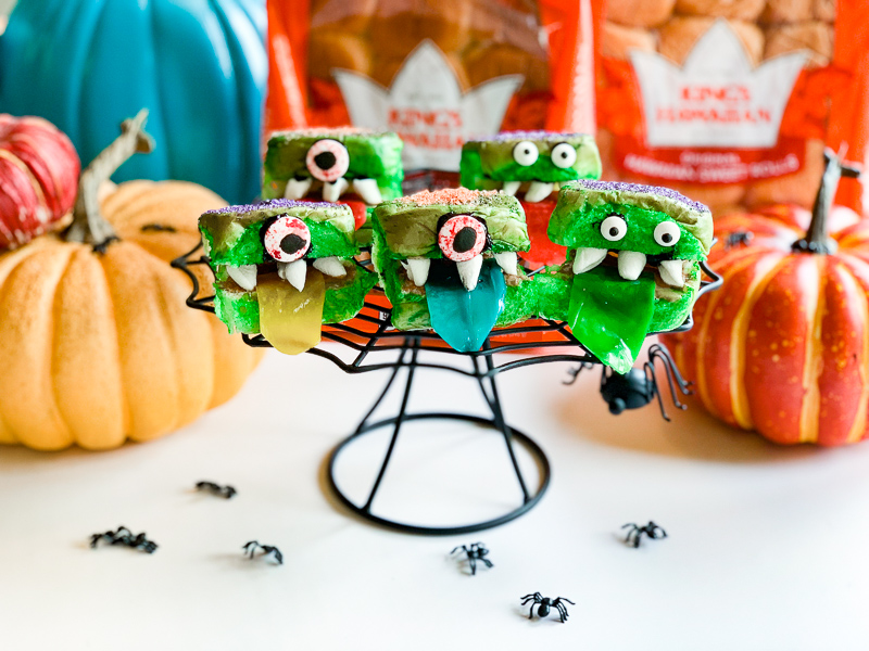 DIY Halloween sweet Monster Rolls with candy tongues