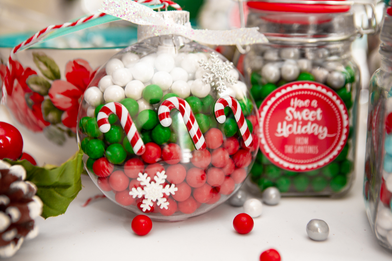 clear ornaments filled with candy