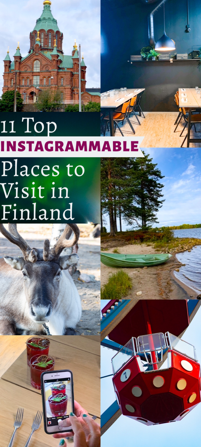 instagrammable places in Helsinki and Rovaniemi, Finland, including Hotel Katajanokka in Helsinki, Ranua Zoo, Arctic Igloos in Rovaniemi, Suomenlinna Sea Fortress, Uspenski Cathedral and more.  