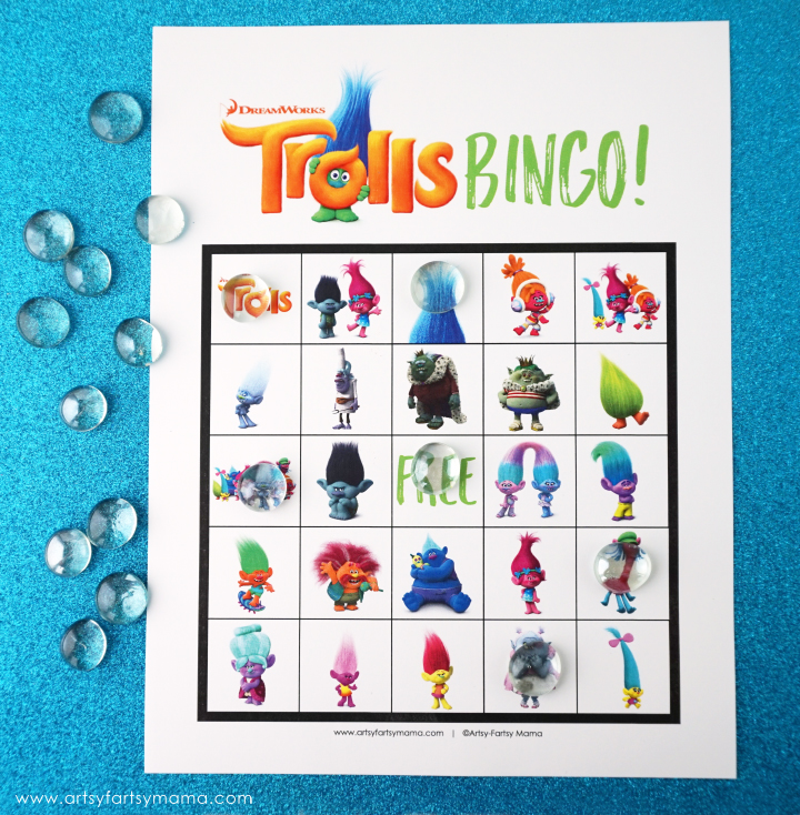 Trolls bingo for Dreamworks Trolls Printables and Crafts