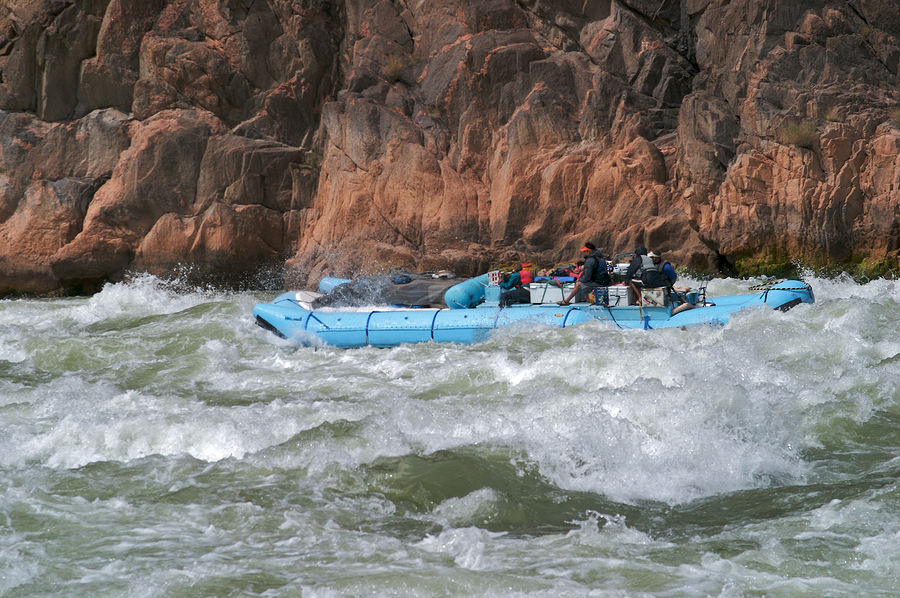 whitewater rafting in blue raft at Grand Canyon