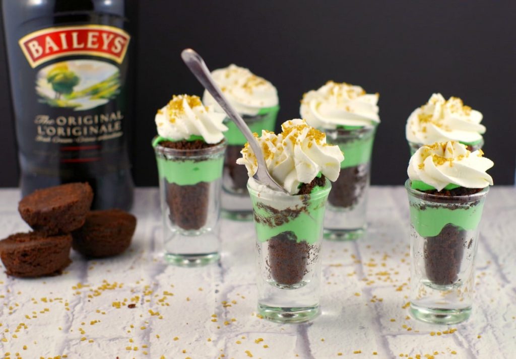 Shamrock Irish Cream Dessert Shots for St. Patrick's Day Desserts