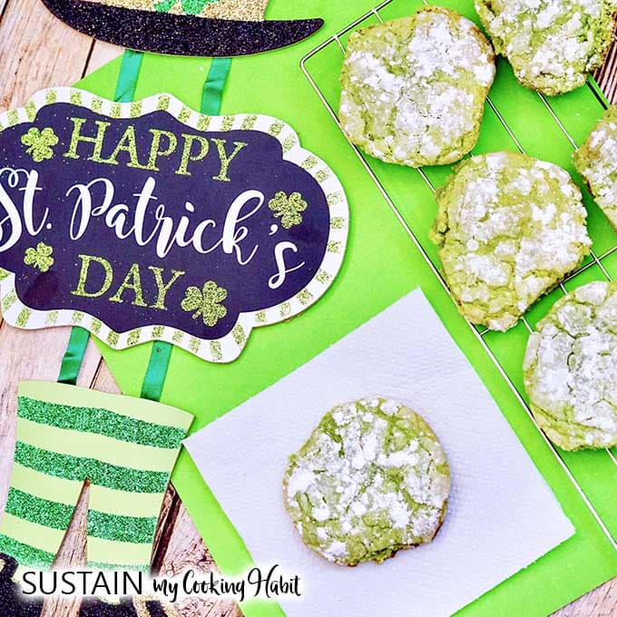 Green Crinkle Cookies Recipe for St. Patrick’s Day for St. Patrick's Day Desserts
