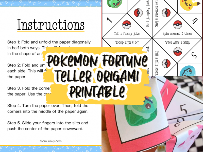 pokemon origami fortune teller printable collage